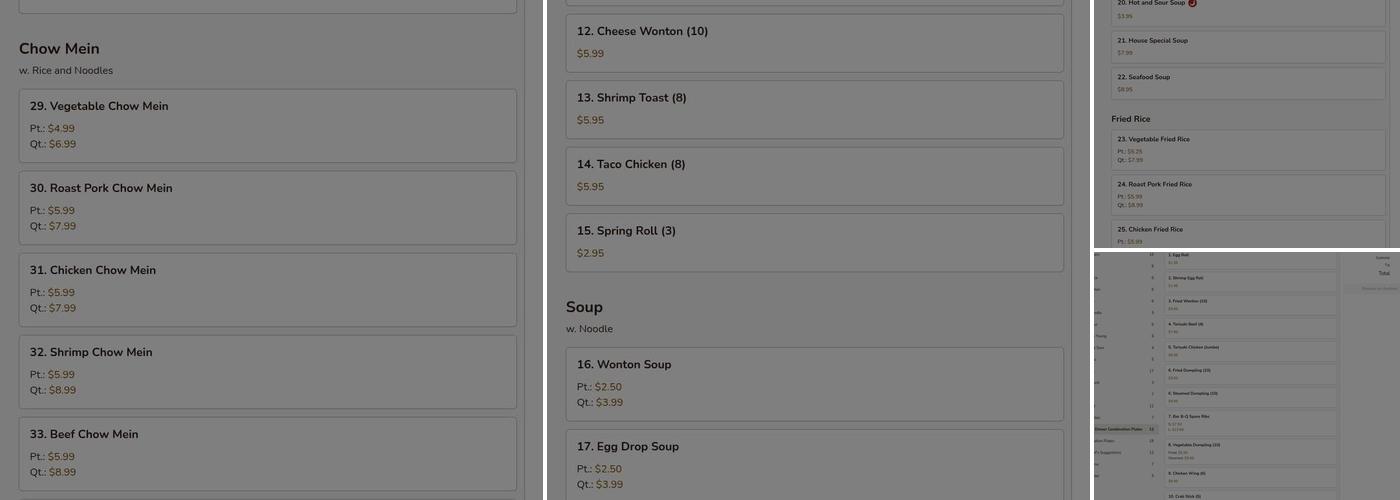 Chopstix Chinese Menu