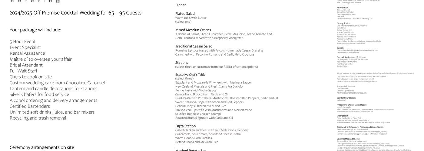 Falco's Catering Menu