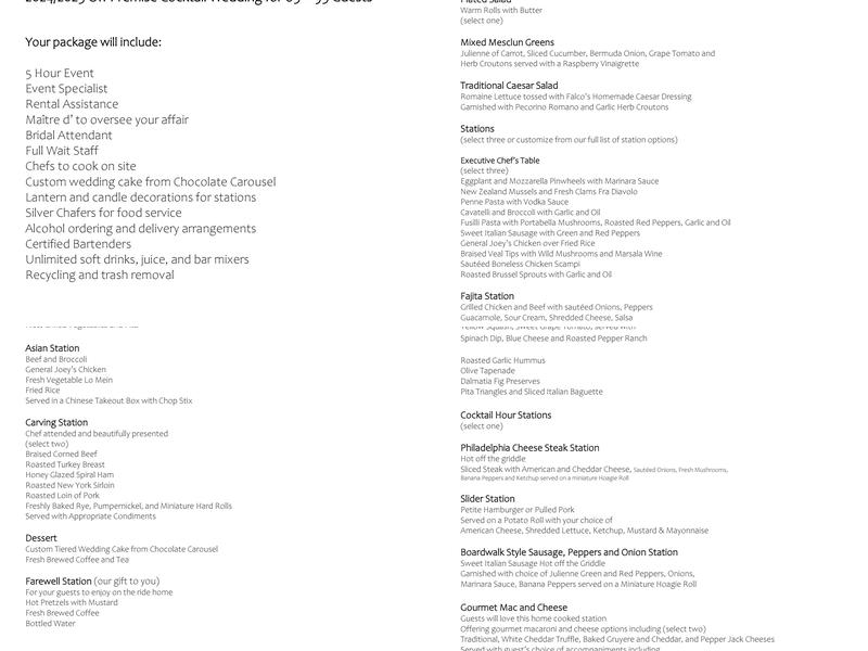 Falco's Catering Menu