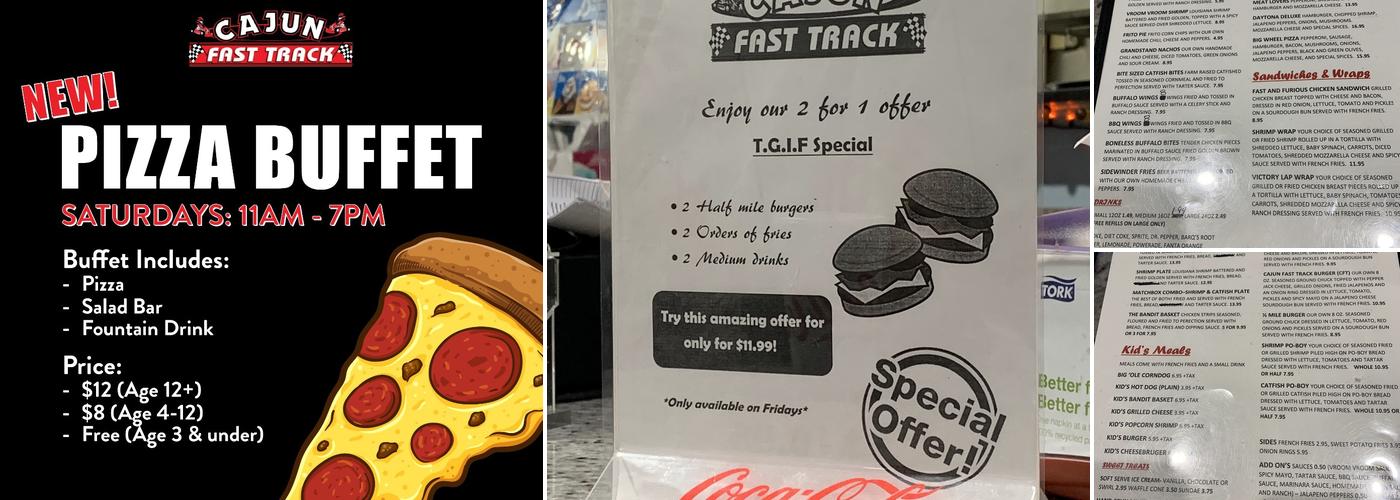 Filling Station Cafe inside Cajun Fasttrack Arcade Menu