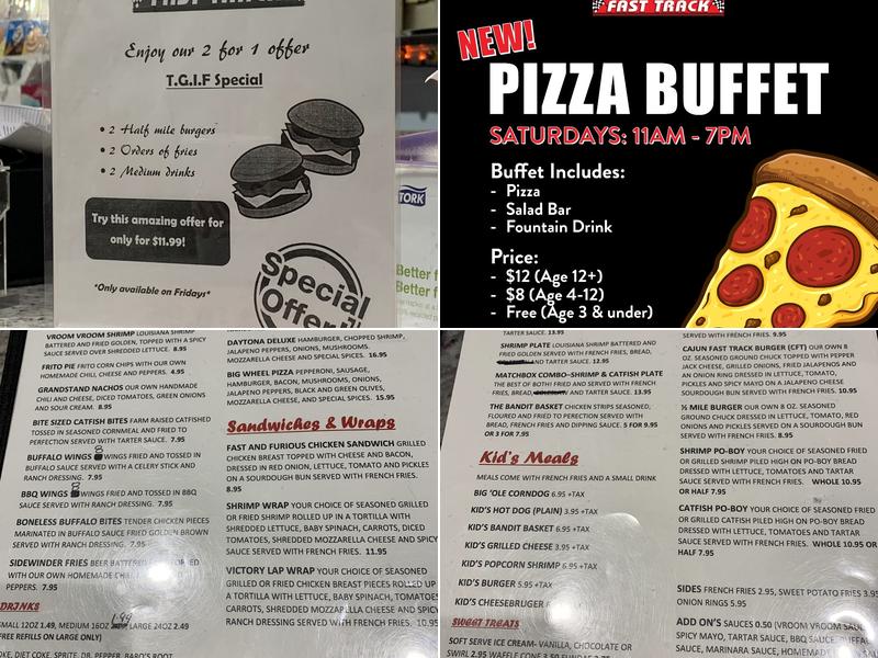 Filling Station Cafe inside Cajun Fasttrack Arcade Menu