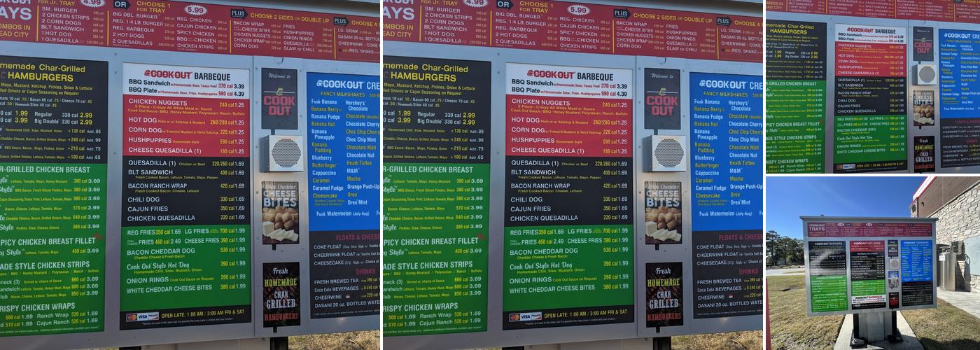 Cook Out Menu