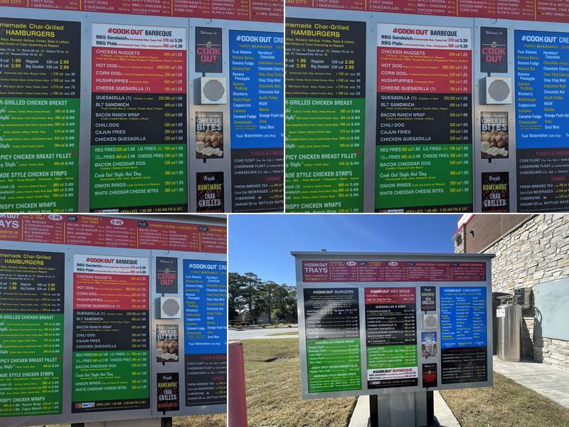 Cook Out Menu