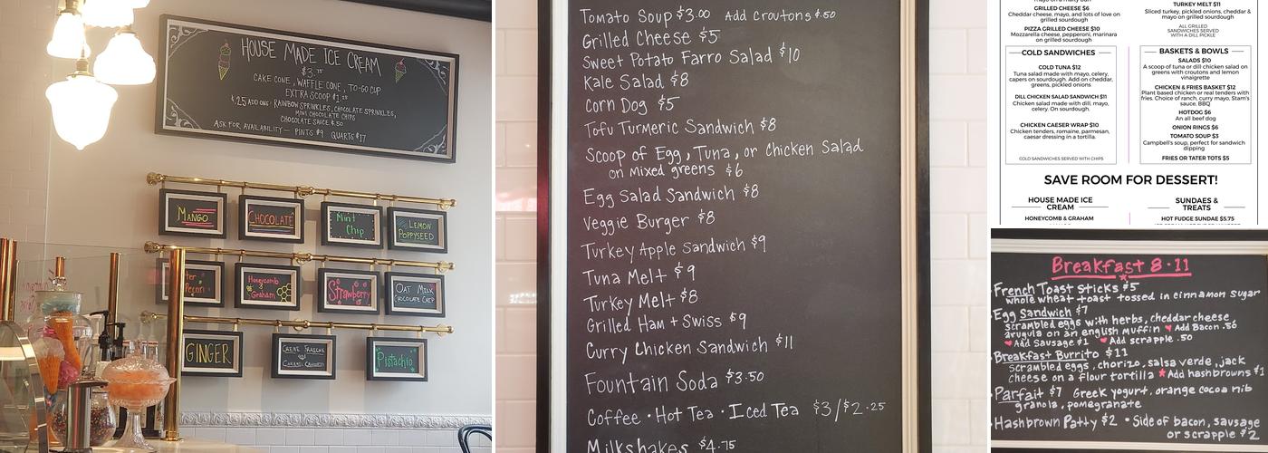 Stam's Luncheonette Menu