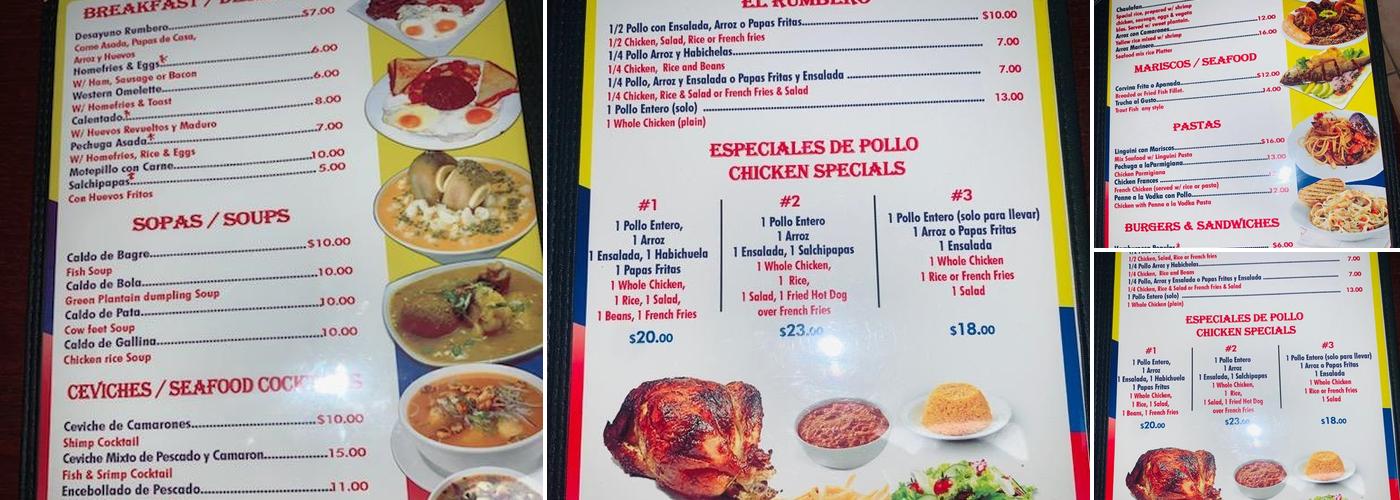El Rumbero Ecuatoriano Menu