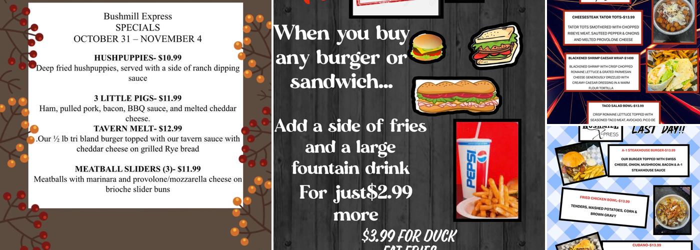 Bushmill Express Menu