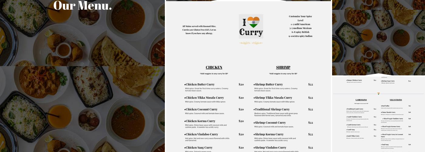 I Love Curry Menu