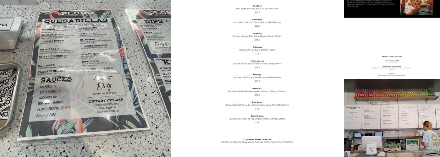 Plomo Quesadillas: Dickson St Menu