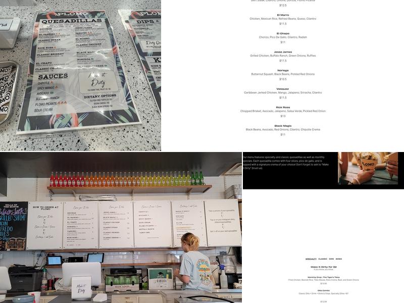 Plomo Quesadillas: Dickson St Menu