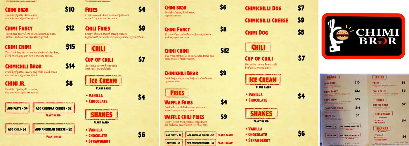 Chimi BRGR Menu