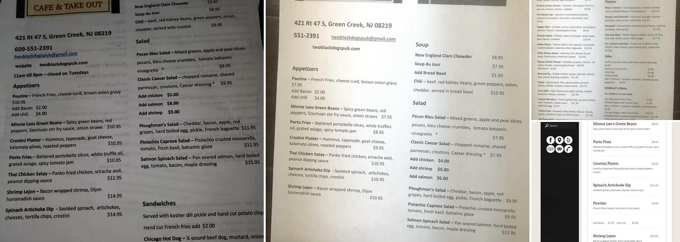 Two Black Dogs Cafe and Take Out Menu