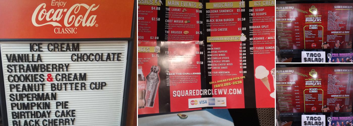 Squared Circle Burgers Menu