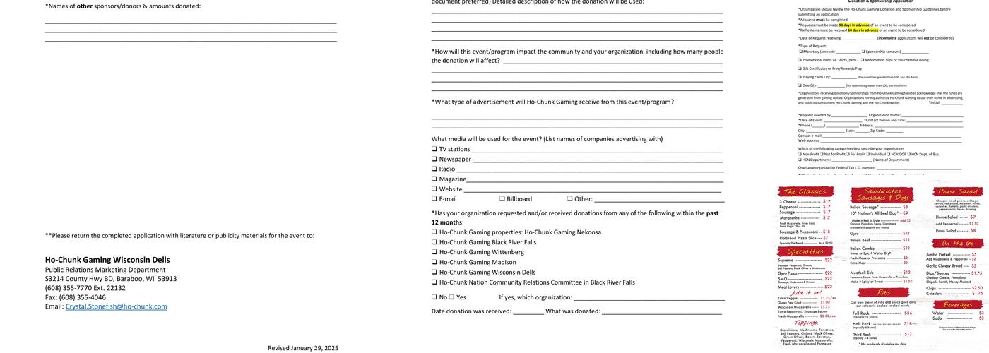 Wozahawa Lounge Menu
