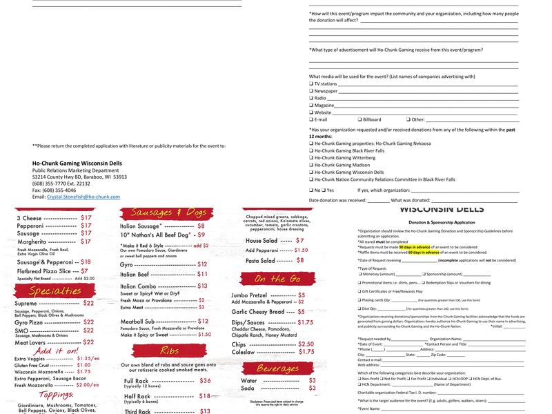Wozahawa Lounge Menu