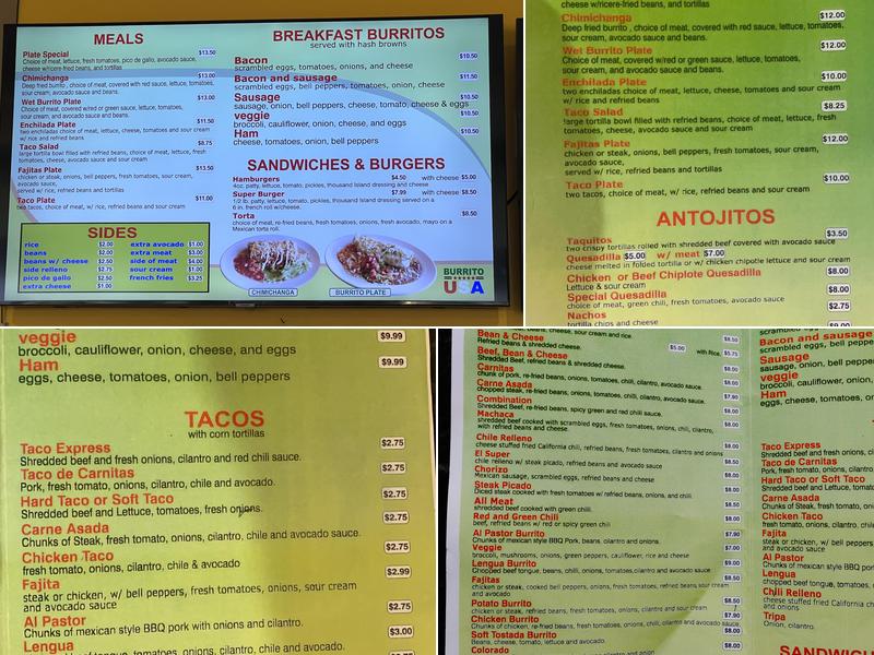 Burrito USA Menu