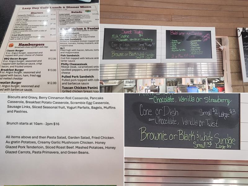 Lazy Day Cafe & Kayak Rental Menu