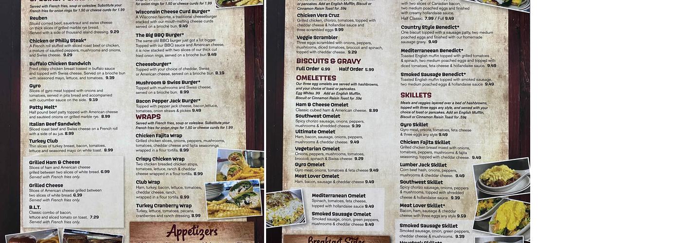 Sonny's Cafe Menu