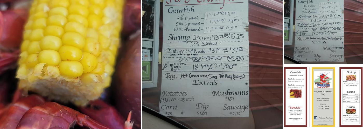 S&S Crawfish Menu