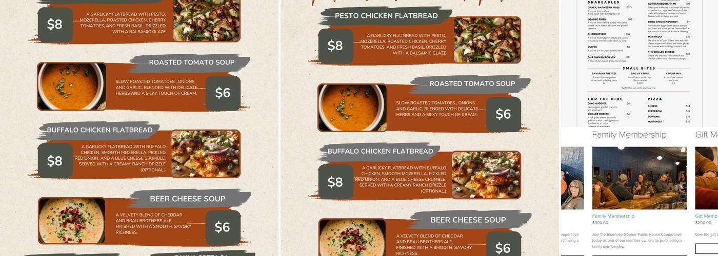 Bluenose Gopher Public House Menu