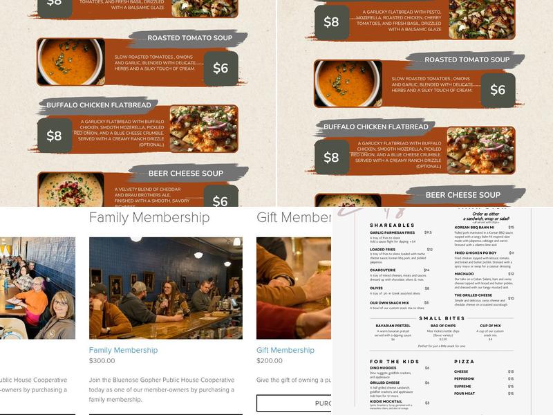 Bluenose Gopher Public House Menu