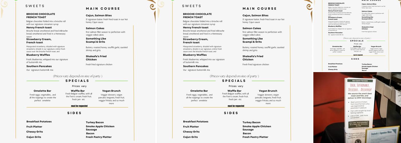 Shaleafa's Kitchen Menu