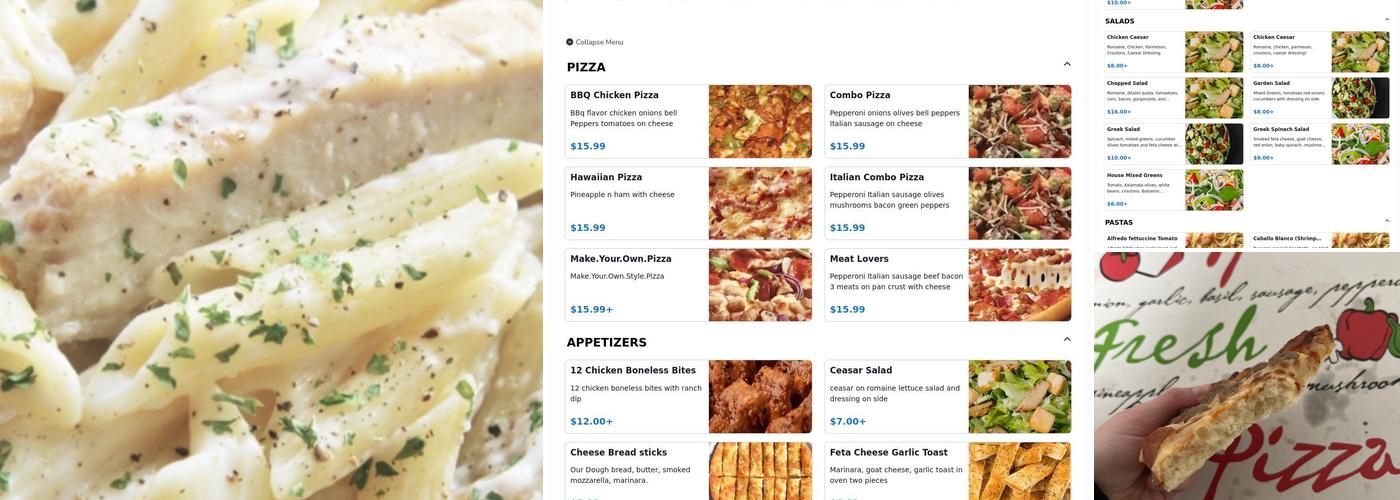 Apollo’s Pizza Menu