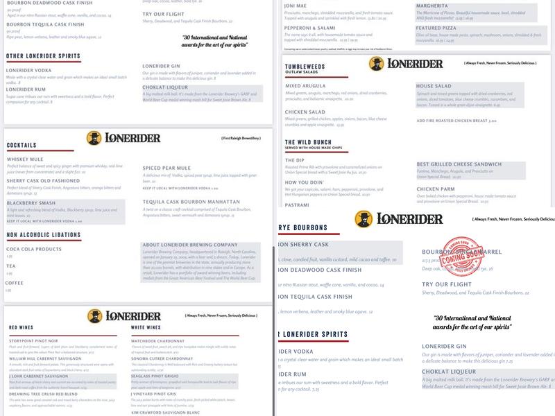 Lonerider at Five Points Menu