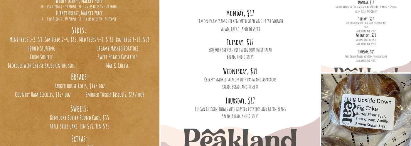 Peakland Market and Catering Company Menu
