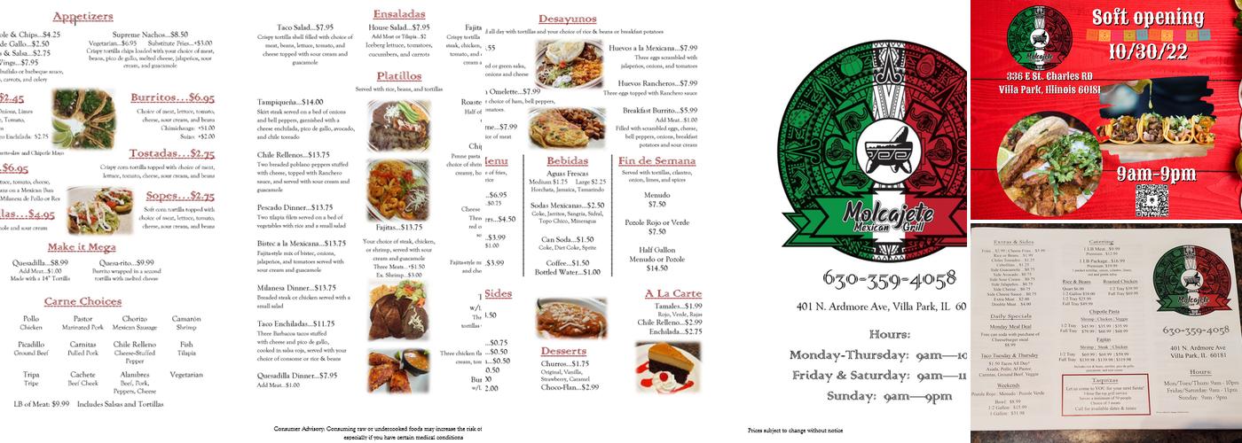 Molcajete Mexican Grill Menu