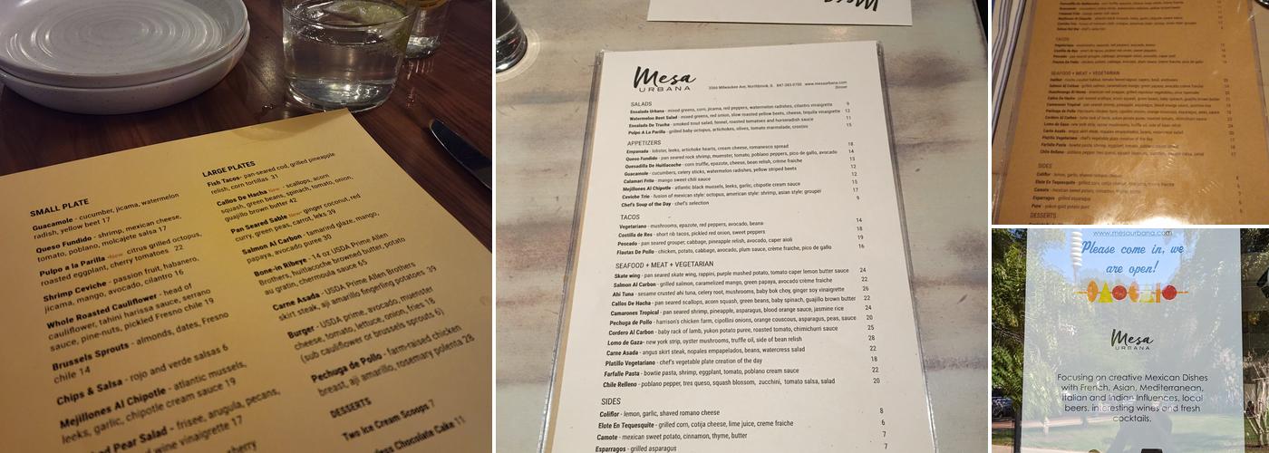 Mesa Urbana Menu