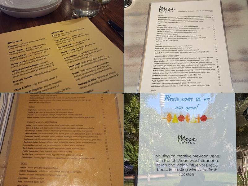 Mesa Urbana Menu