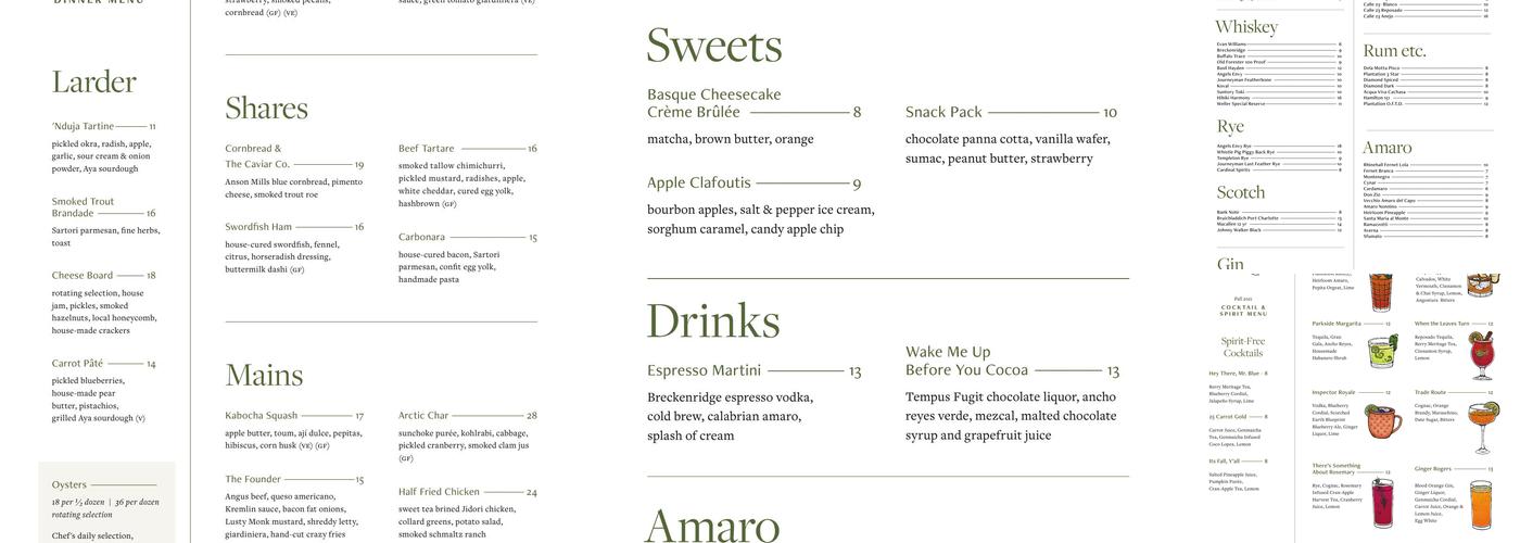 L&M Parkside Menu
