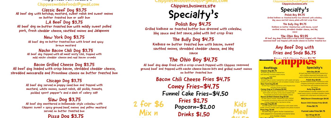 Chippies Menu