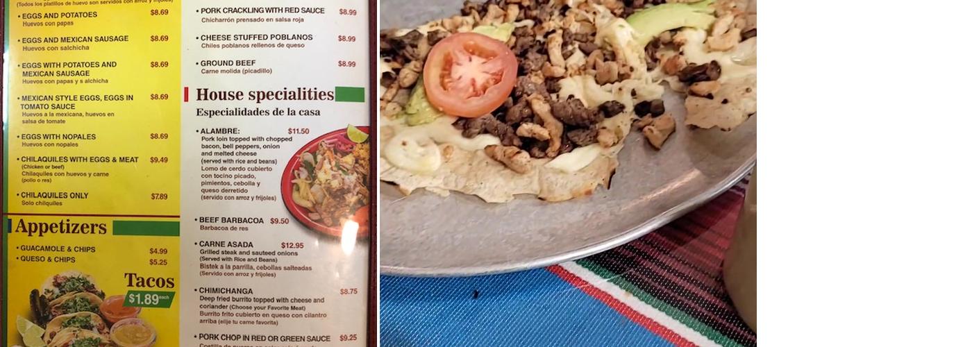 Indios verdee Menu