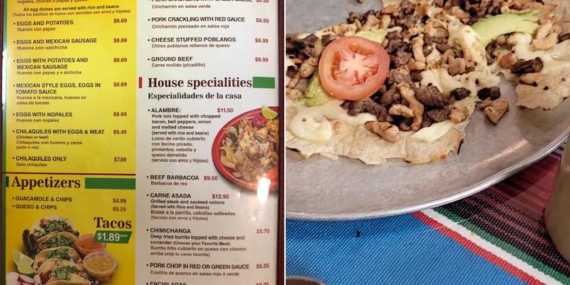Indios verdee Menu