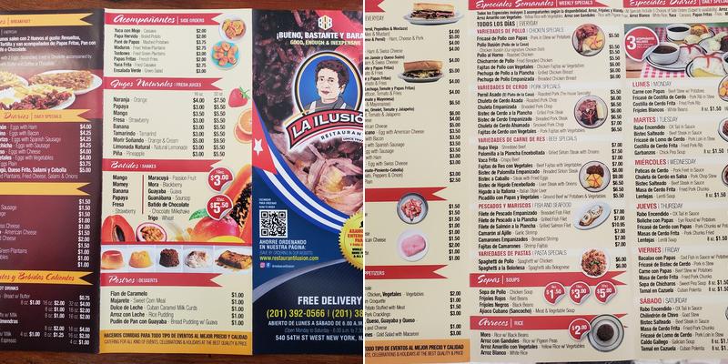 La Ilusion cuban Restaurant Menu