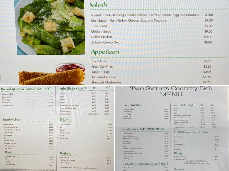 Two Sisters Country Deli Menu