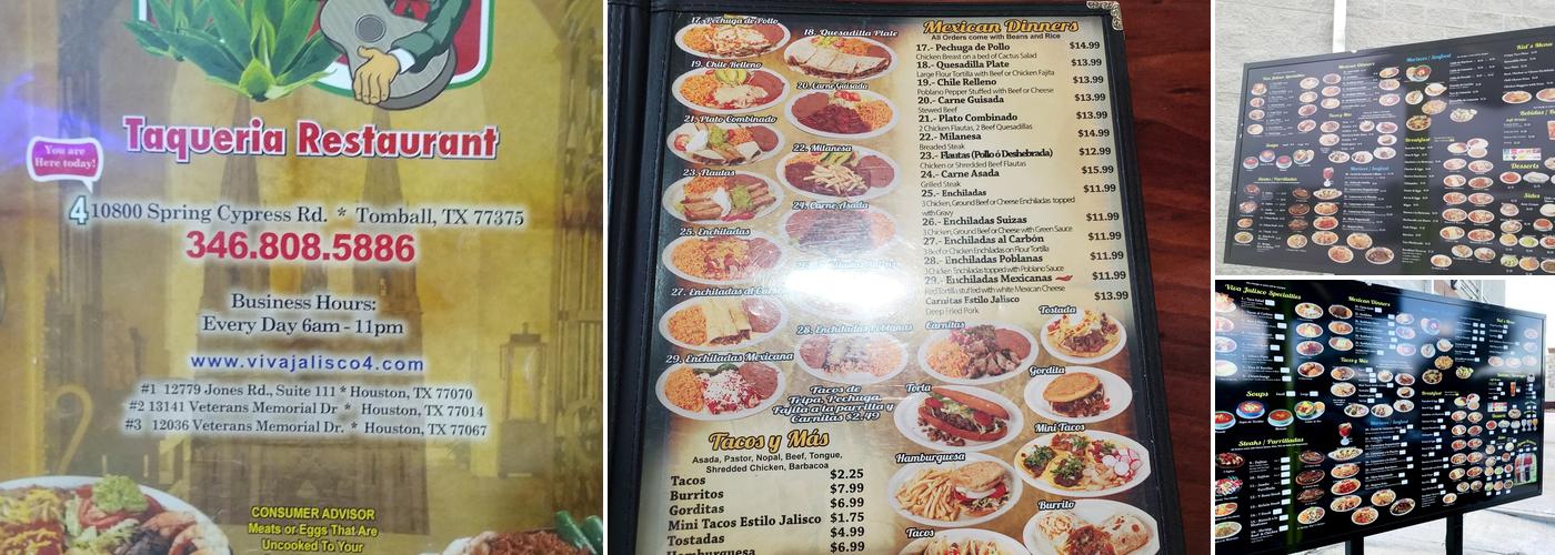 Viva Jalisco Menu