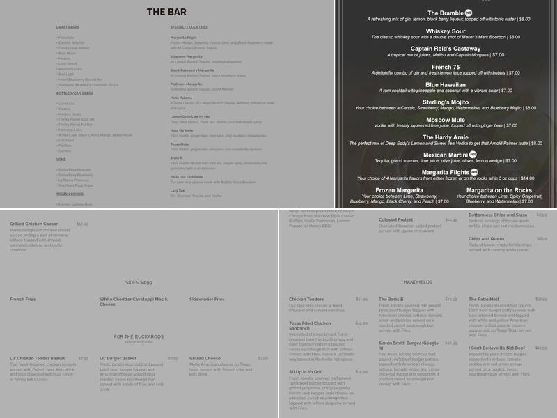 The Patio at Typhoon Texas Austin Menu