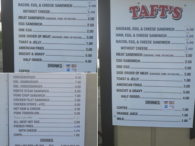 Taft's Menu