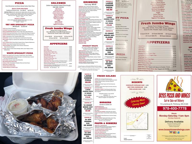 Boss Pizza and Wings Menu