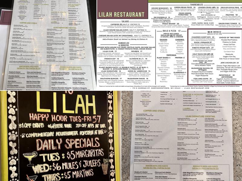 Lilah Restaurant Menu