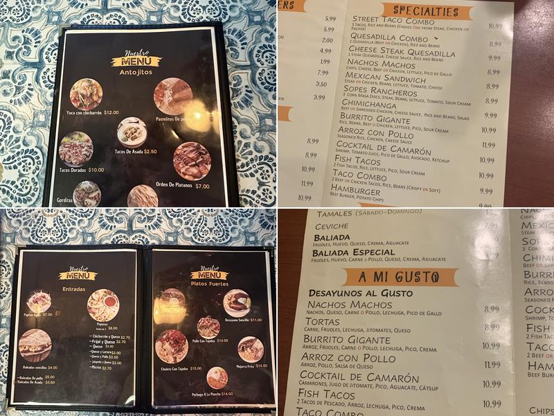 El Paraiso Familiar Restaurant Menu