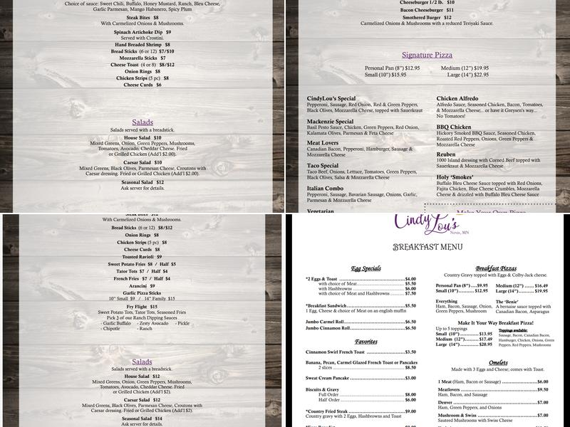 CindyLous Menu