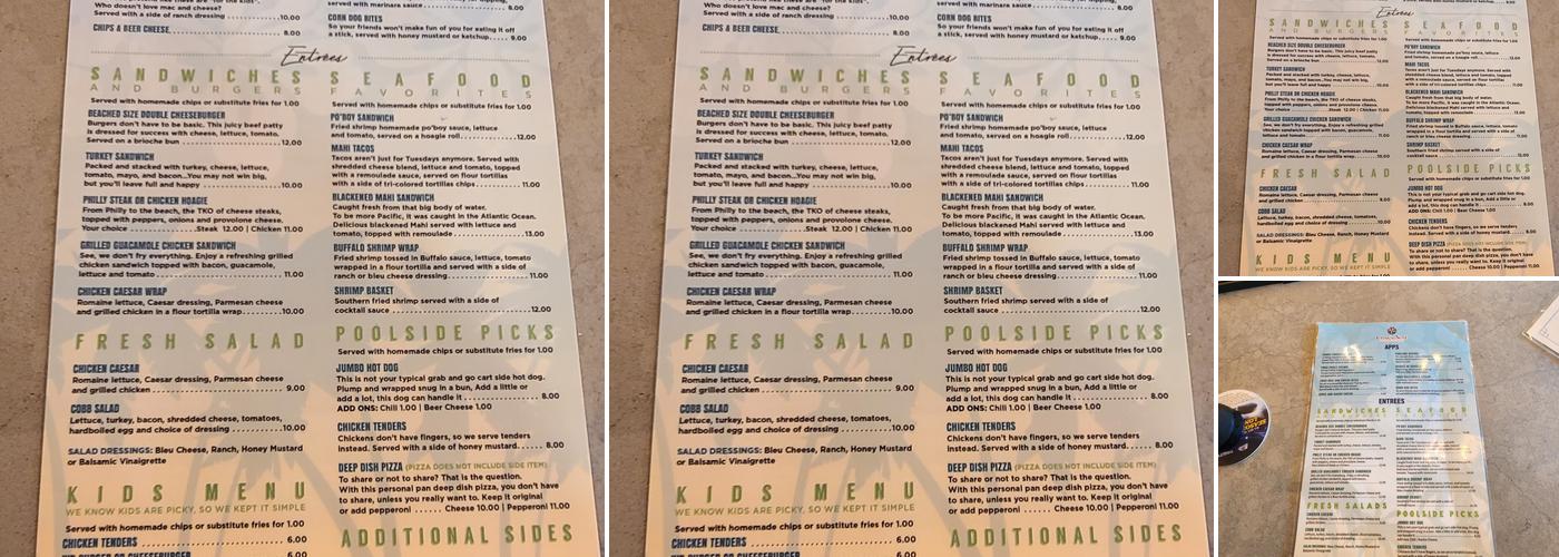 Crow's Nest Oceanfront Bar & Grill Menu