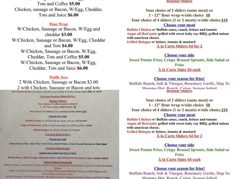 2 Chicks cafe, food truck and catering Menu