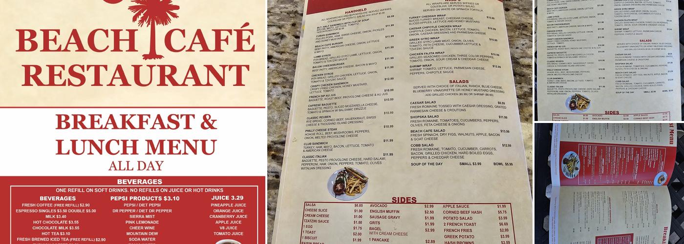 BEACH CAFE RESTAURANT Menu