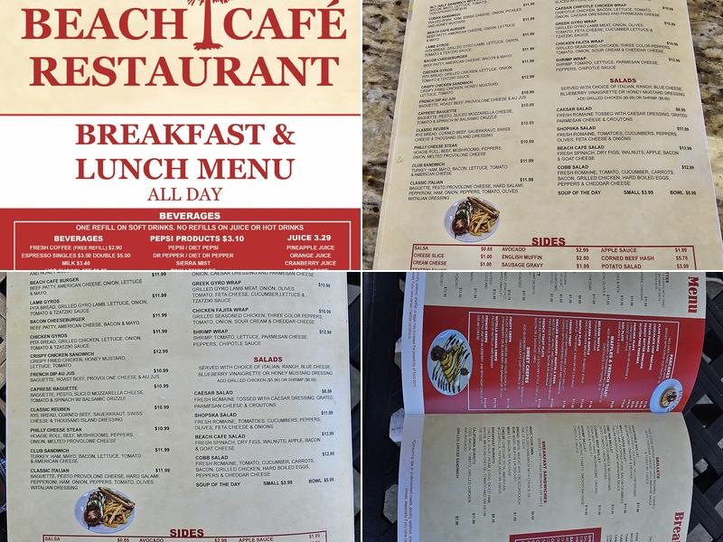 BEACH CAFE RESTAURANT Menu