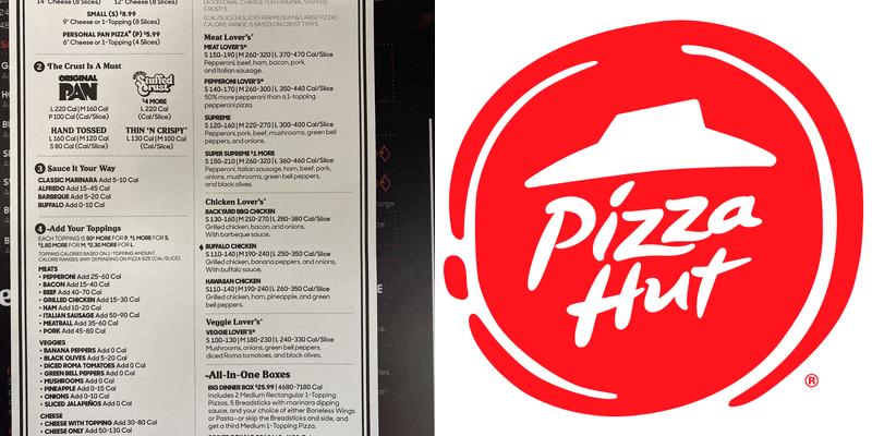 Pizza Hut Menu