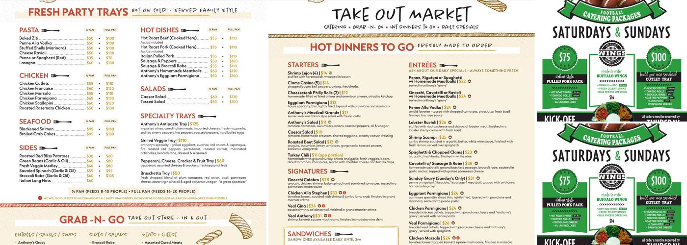 Anthony's Take Out Menu